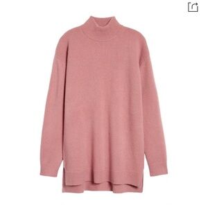 Halogen Wool & Cashmere Turtleneck Sweater In Pink Compact M Petite